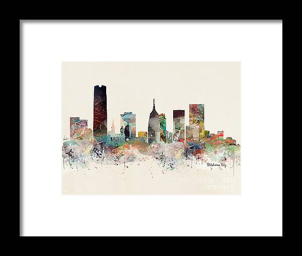 Oklahoma City Framed Print featuring the painting Oklahoma City Skyline by Bri Buckley
