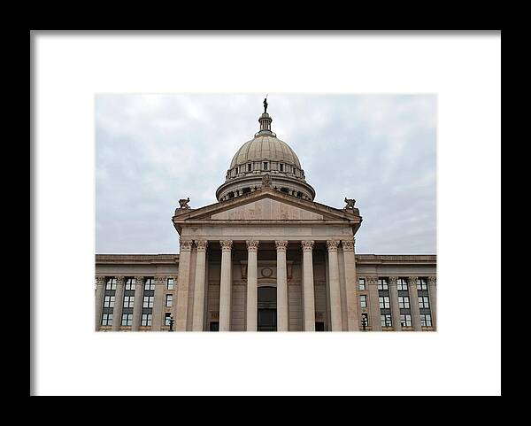 City Framed Print featuring the photograph Oklahoma State Capitol - Front View by Matt Quest