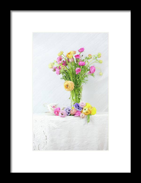 Ranunculus Framed Print featuring the photograph Old and New Ranunculus by Susan Gary