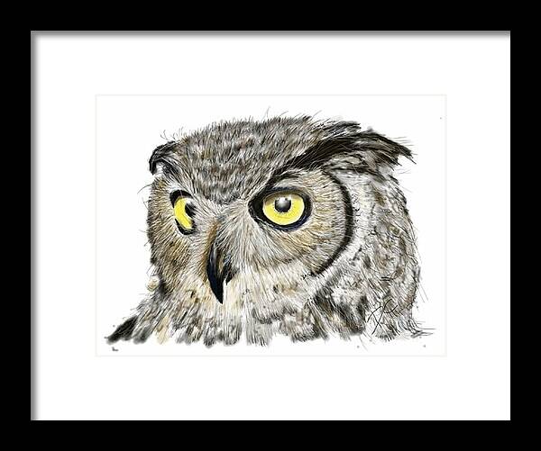 Owl Framed Print featuring the digital art Old and wise by Darren Cannell