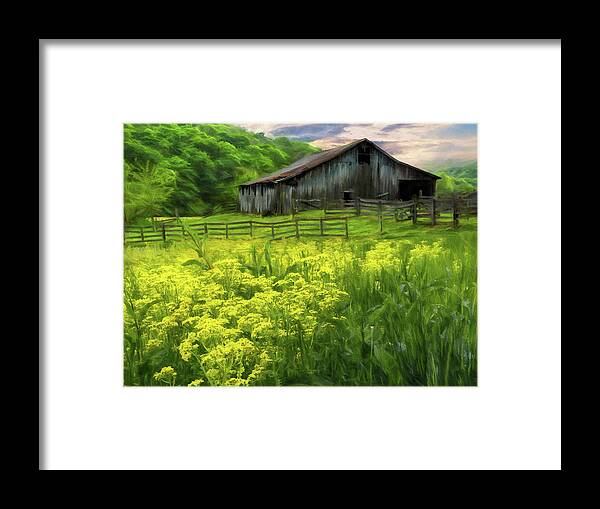 Landscape Framed Print featuring the digital art Old Barn by Elijah Knight