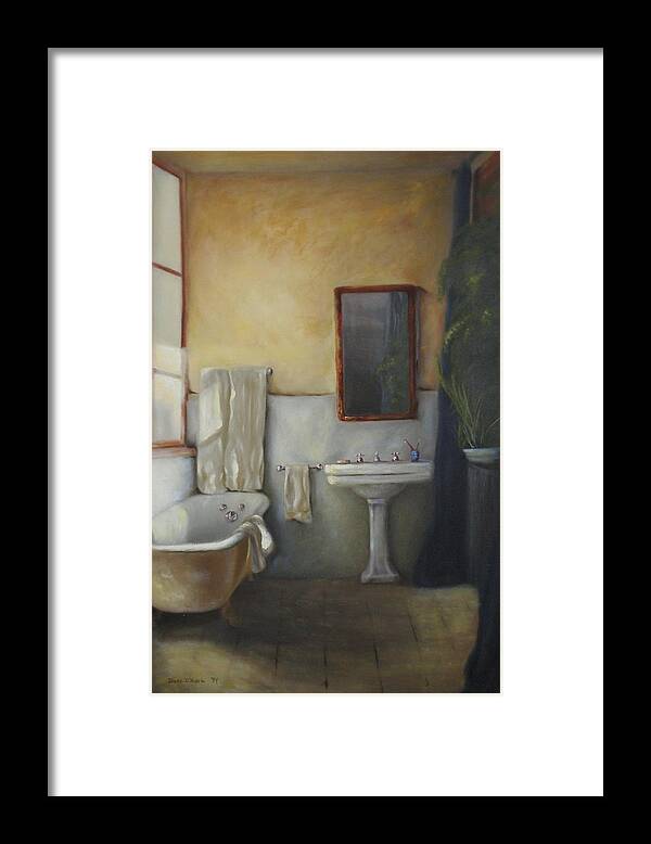 Realism Framed Print featuring the painting Old Bathtub by Diane DiMaria