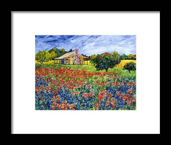 Bluebonnet Framed Print featuring the painting Old Baylor Park by Hailey E Herrera