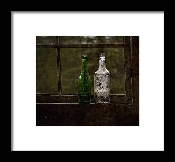 Bottles Framed Print featuring the photograph Old Bottles in Window by Fred Denner
