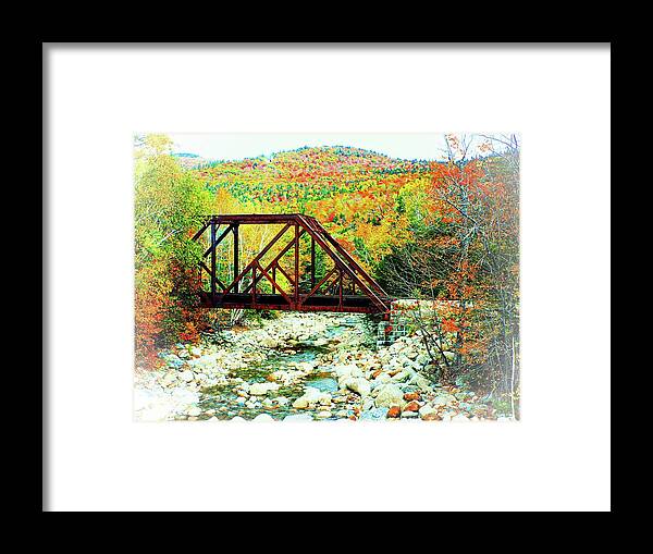 United States Framed Print featuring the photograph Old Bridge - New Hampshire Fall Foliage by Joseph Hendrix