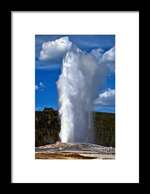 Old Faithful Framed Print featuring the photograph Old Faithful September Eruption by Adam Jewell