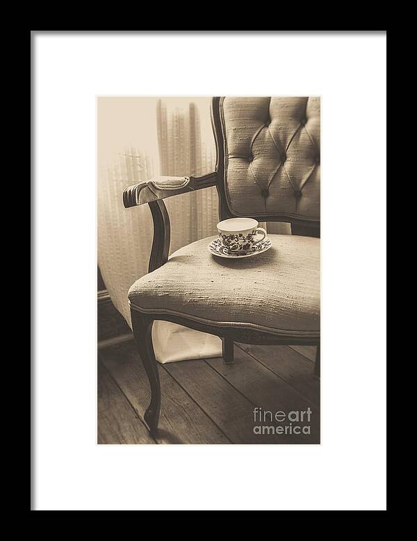 Cottage Framed Print featuring the photograph Old Friend China Tea Up on Chair by Edward Fielding