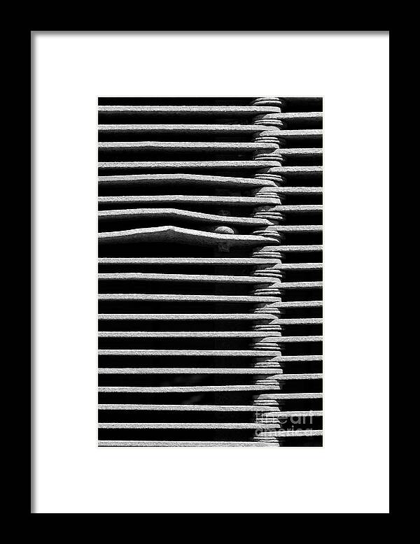 Grate Drain Steel Iron Black White Monochrome Framed Print featuring the photograph Old Grate 7428 by Ken DePue