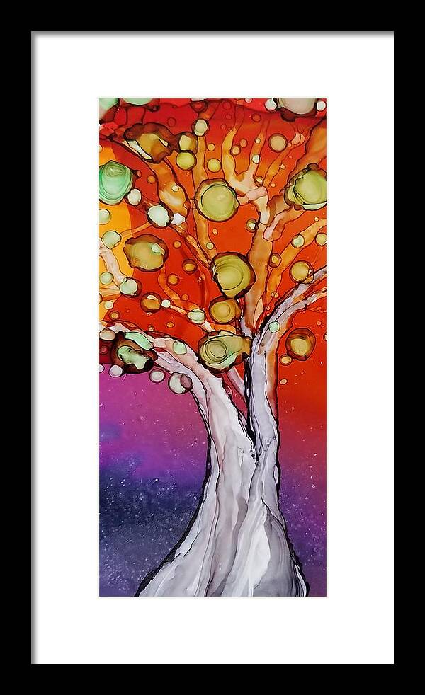 Abstract Framed Print featuring the painting Old Gray Tree by Gerry Smith