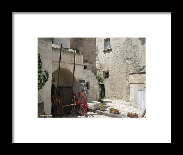 Cityscape Framed Print featuring the photograph Old HorseCart in Matera by Italian Art