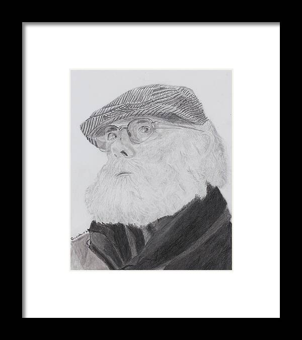 Portrait Framed Print featuring the drawing Old Man With Beard by Quwatha Valentine
