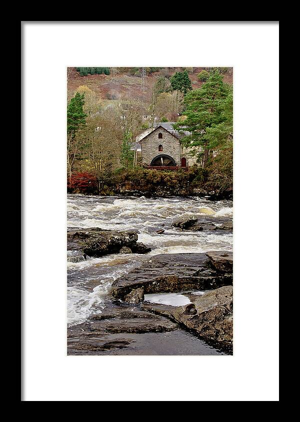 Old Mill Framed Print featuring the photograph Old Mill at Dochart waterfalls by Elena Perelman