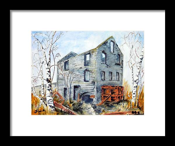 Birch Trees Framed Print featuring the painting Old Mill by Sonia Mocnik