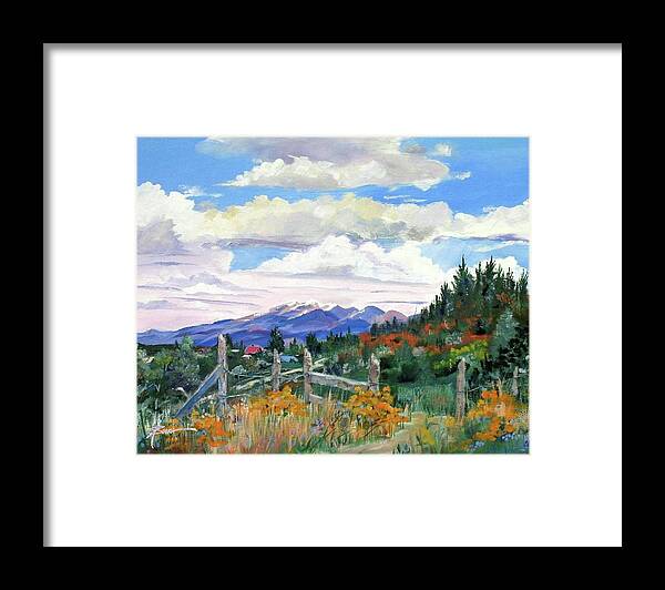 Mountains Framed Print featuring the painting Old North Fence-In Colorado by Adele Bower