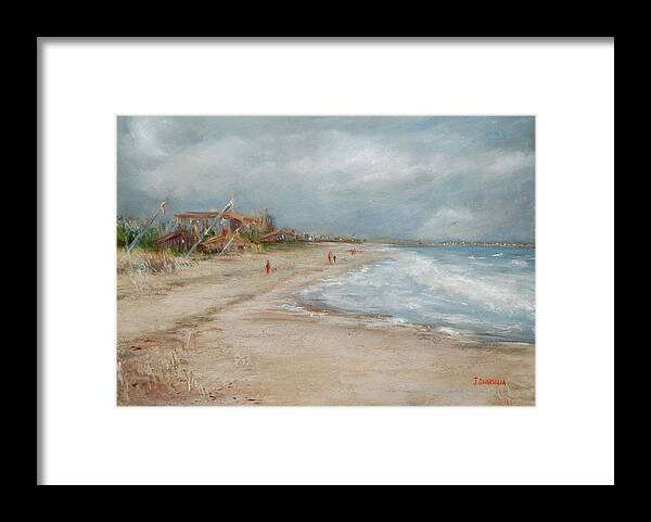Beach Framed Print featuring the pastel Old Orchard Beach by Joyce Guariglia