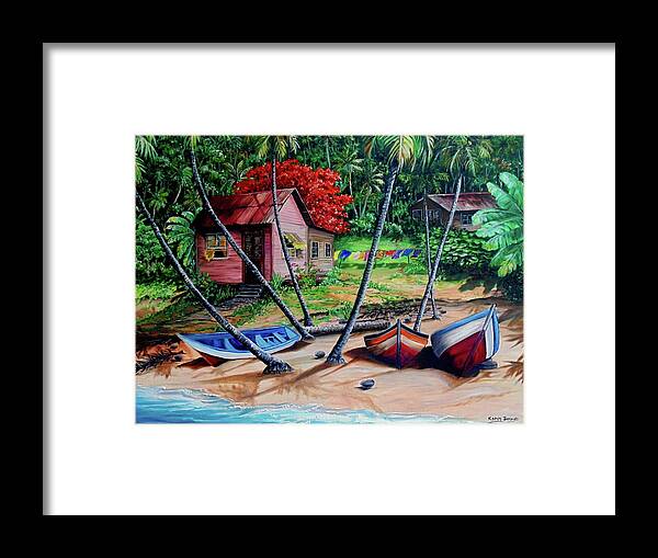 Tropical Framed Print featuring the painting Old Palatuvia Tobago by Karin Dawn Kelshall- Best