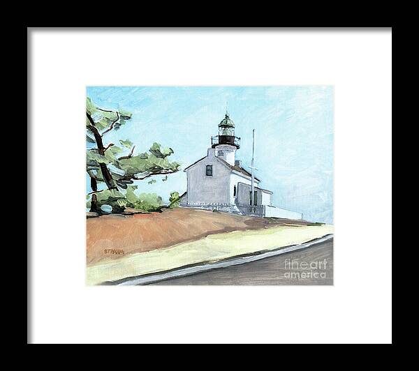 Point Loma Lighthouse Framed Print featuring the painting Old Point Loma Lighthouse San Diego by Paul Strahm