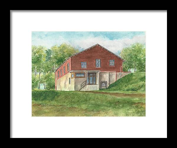 Old Building Framed Print featuring the painting Old Pump House at the Mill by Barbel Amos