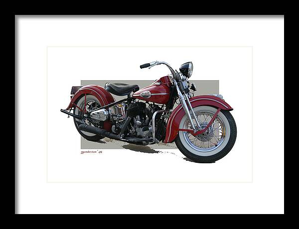 Harley Davidson Framed Print featuring the photograph OLD RED Harley Davidson by Gary Gunderson