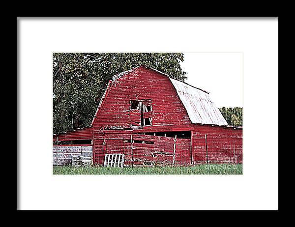 Old Red Barns Framed Print featuring the photograph Old Red by Kathy White