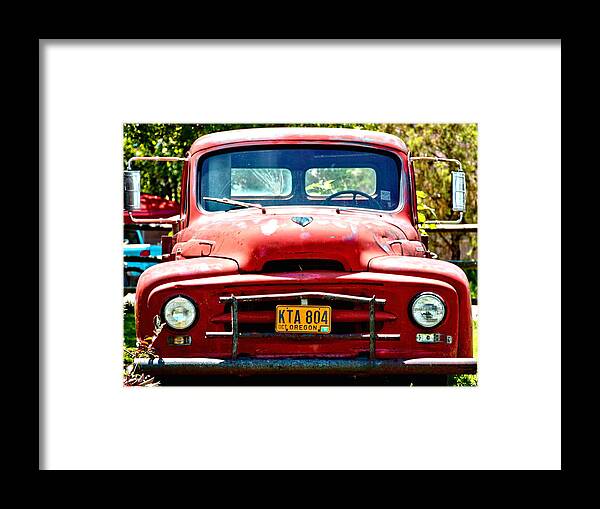 Truck Framed Print featuring the photograph Old Red Truck by Amy McDaniel
