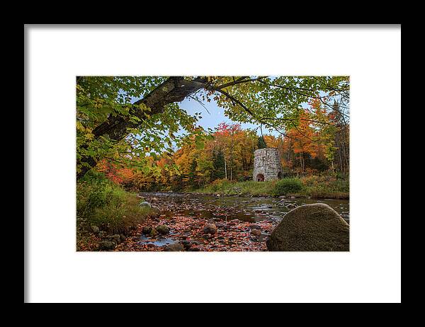Old Framed Print featuring the photograph Old Stone Furnace Autumn by White Mountain Images