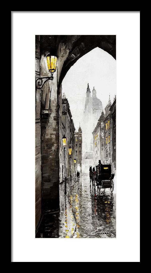 Prague Framed Print featuring the mixed media Old Street by Yuriy Shevchuk