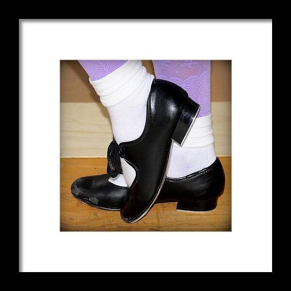 Old Tap Dance Shoes With White Socks And Wooden Floor Framed Print by Pedro  Cardona Llambias - Fine Art America