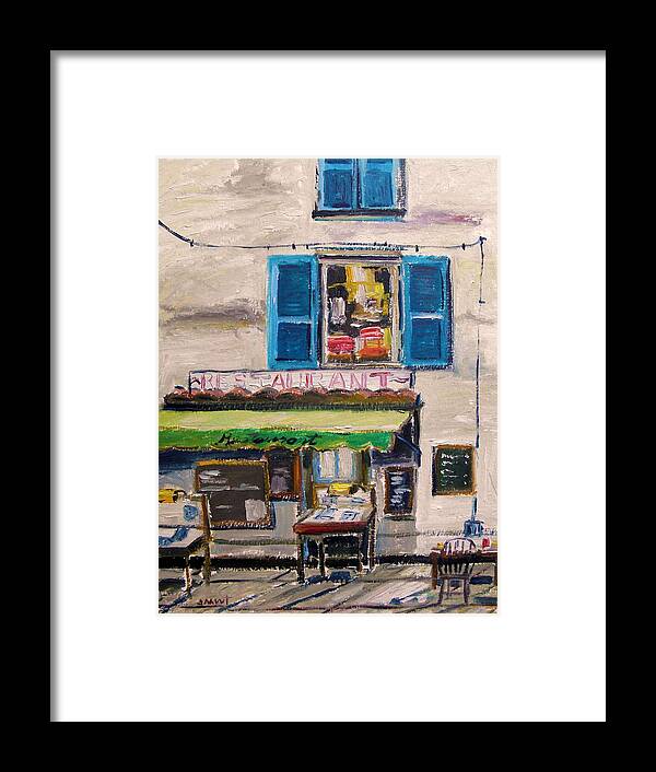 Oil Framed Print featuring the painting Old Town Cafe by John Williams