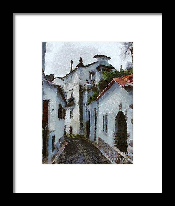 Painting Framed Print featuring the painting Old Town Street by Dimitar Hristov