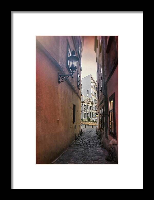Vienna Framed Print featuring the photograph Old Town Vienna Narrow Alley by Carol Japp