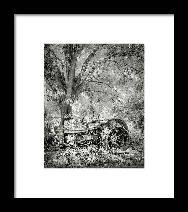 Infrared Framed Print featuring the photograph Old Tractor by Steve Zimic