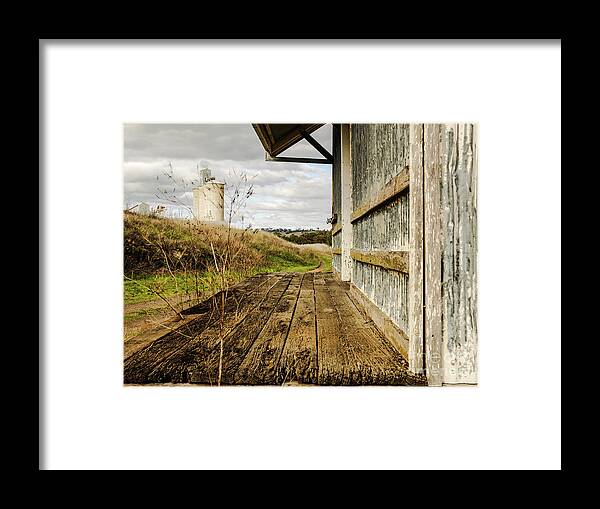 Forgotten Silos And Building In Rural Merriwa By Lexa Harpell Framed Print featuring the photograph Old Train Stop by Lexa Harpell