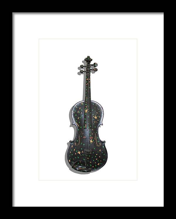 Violin Framed Print featuring the photograph Old Violin with painted symbols by Tom Conway