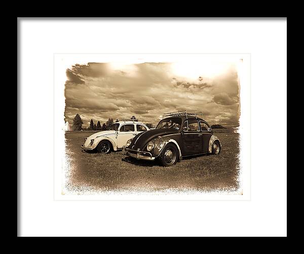 Vw Bug Framed Print featuring the photograph Old VW Beetles by Steve McKinzie