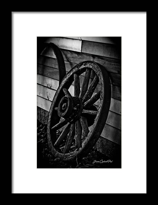 Old Framed Print featuring the photograph Old Wagon Wheel by Joann Copeland-Paul