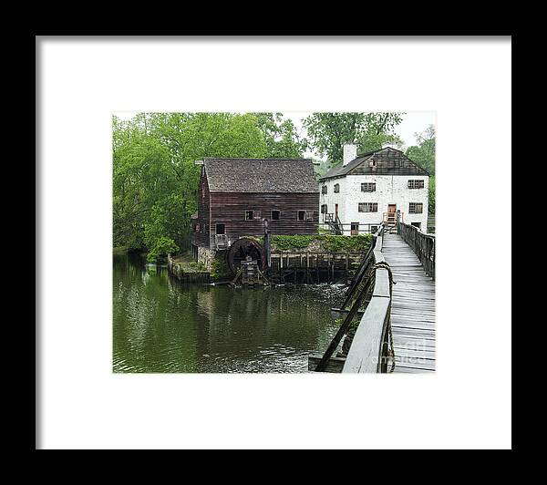Old Wood Water Wheel Canvas Print Framed Print featuring the photograph Old Wooden Water Wheel and Bridge by Jerry Cowart