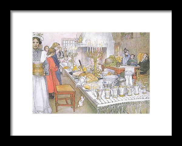 Larsson Framed Print featuring the painting On Christmas Eve by Carl Larsson