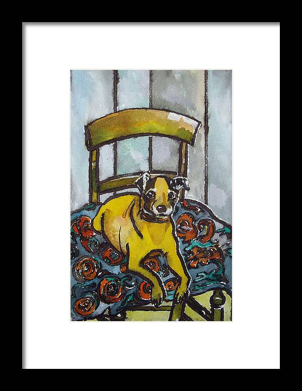 Dog Canvas Print Framed Print featuring the painting On His Masters Chair by Victoria Glover