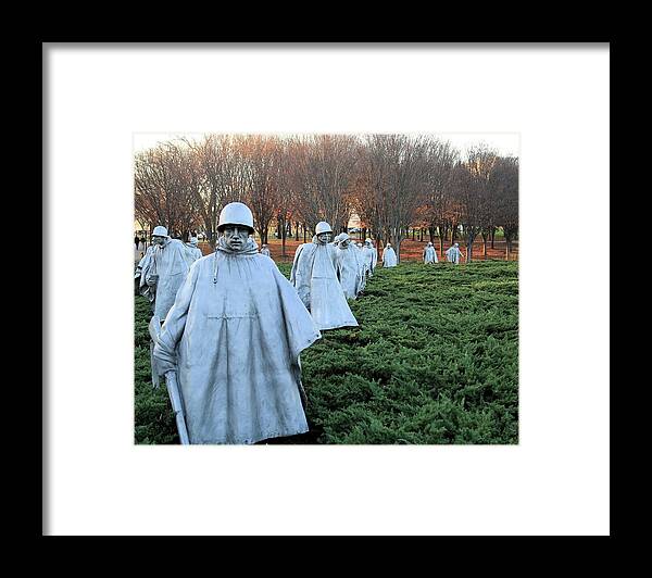 Photosbymch Framed Print featuring the photograph On Patrol The Korean War Memorial by M C Hood