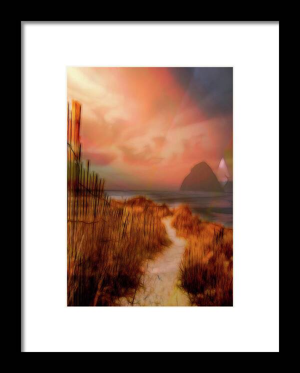 Clouds Framed Print featuring the photograph On the Beach Abstract Painting by Debra and Dave Vanderlaan