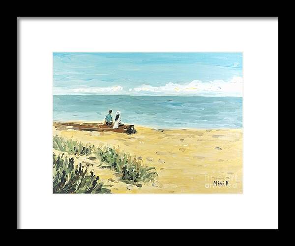 Beach Framed Print featuring the painting On The Beach by Maria Langgle
