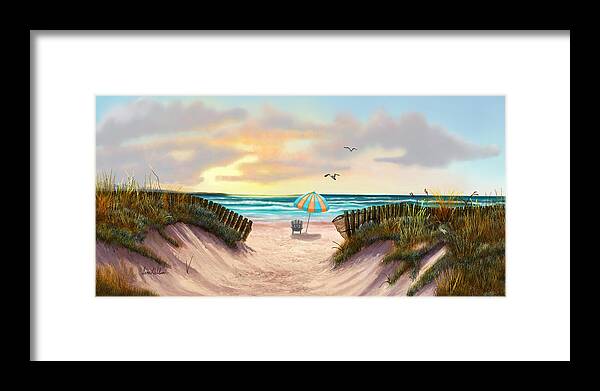 Beach Scenes Framed Print featuring the painting On the Beach by Sena Wilson