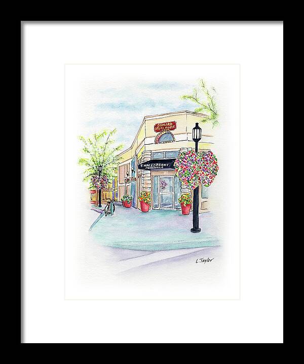 Small Town Framed Print featuring the mixed media On the Corner by Lori Taylor