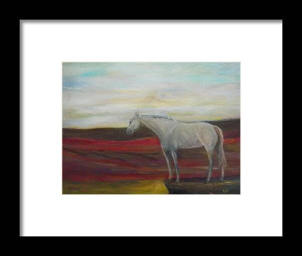 Horse Framed Print featuring the painting On the Edge by Susan Esbensen