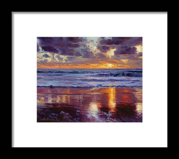 Ocean Framed Print featuring the painting On the Horizon by Steve Henderson