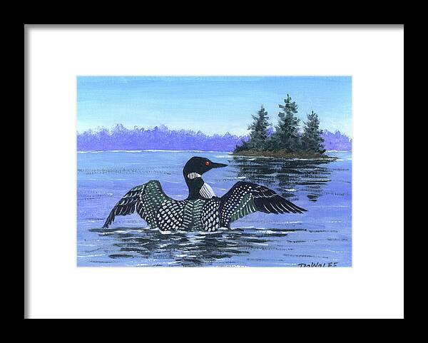 Loon Framed Print featuring the painting On The Lake Sketch by Richard De Wolfe