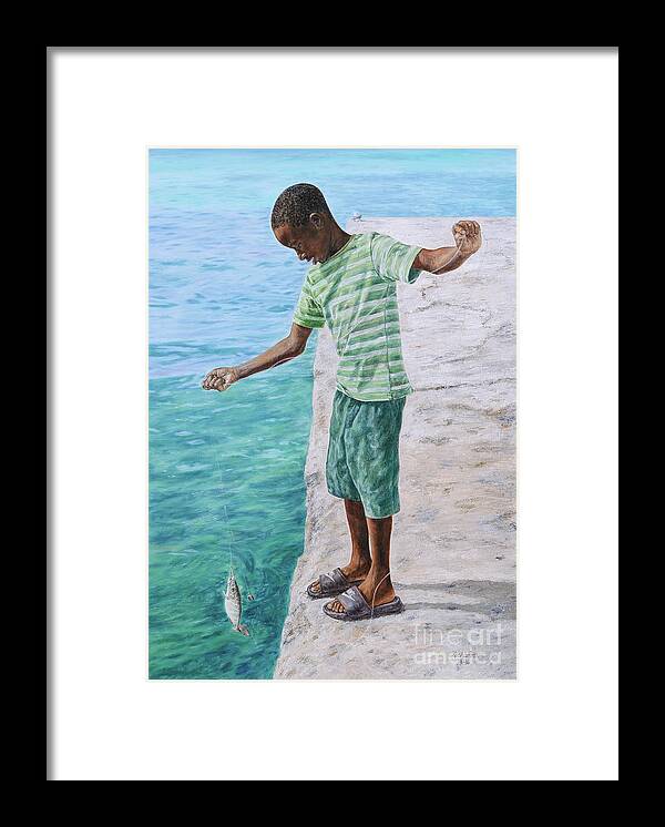 Roshanne Framed Print featuring the painting On the Line by Roshanne Minnis-Eyma