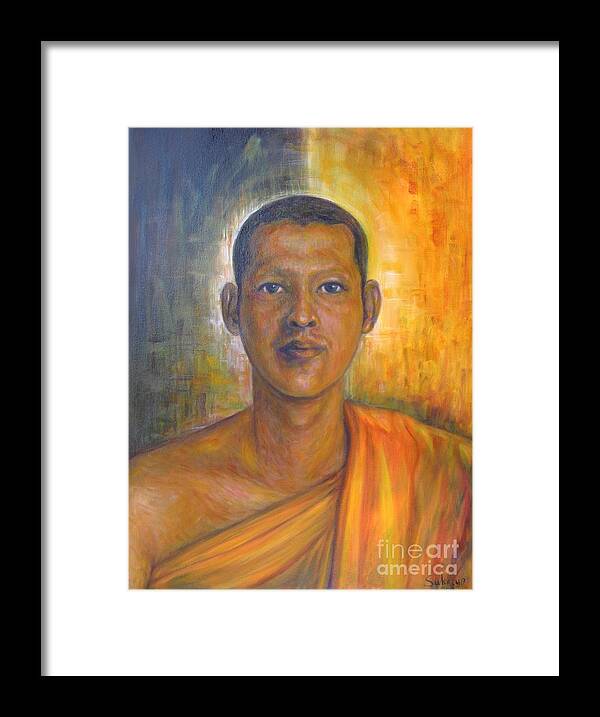 Monk Framed Print featuring the painting On The Road To A Virtue by Sukalya Chearanantana