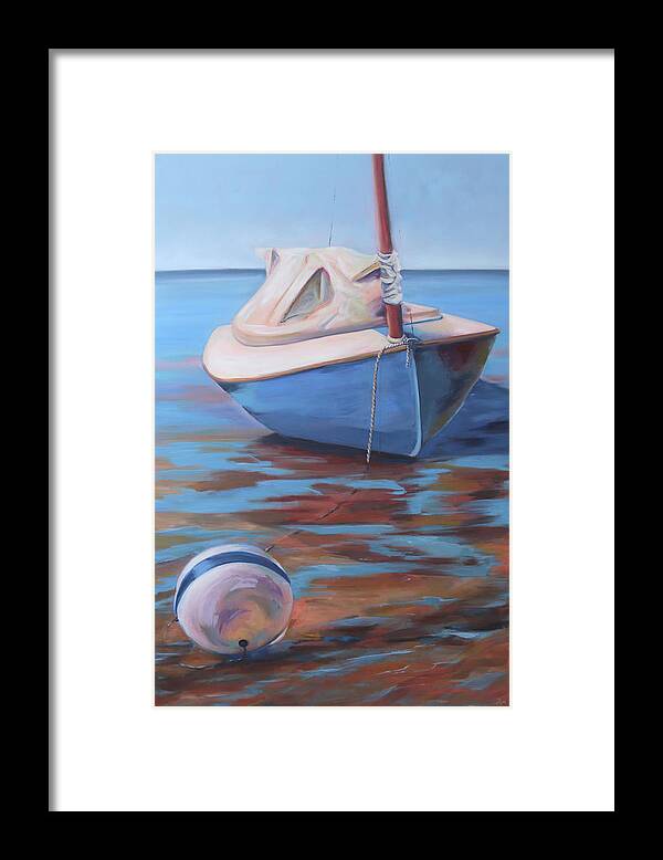Ocean Framed Print featuring the painting On the Sandbar by Trina Teele
